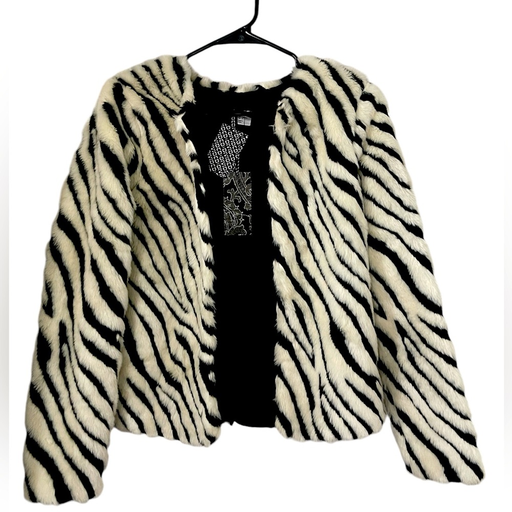 Zebra print fur coat size 8